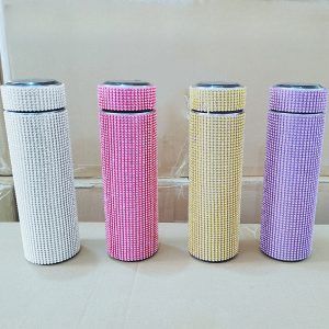 2-Yesokmarket-Diamond-encrusted stainless steel straight thermos cup-Main picture